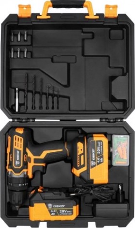 Дрель-шуруповерт аккумуляторная DEKO DKCD20 Impact 2x4.0Ah ударная [063-4420]