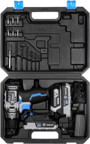 Дрель-шуруповерт аккумуляторная DEKO Sharker 20V 2*2.0Ah бесщеточная [063-4036]