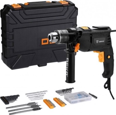 Дрель ударная сетевая DEKO DKID600W набор инструментов 92 предмета (063-4157) [063-4157]
