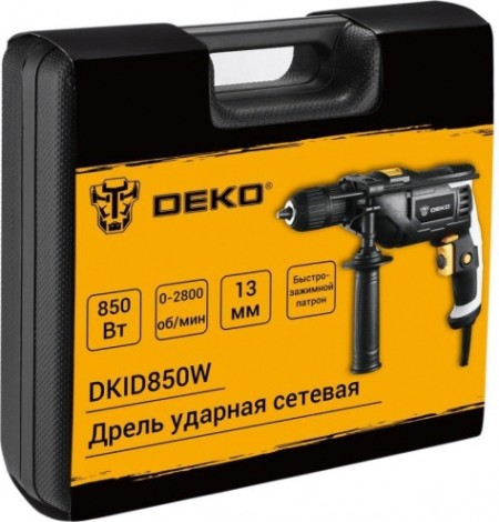 Дрель ударная сетевая DEKO DKID850W BMC and quick-release chuck в кейсе [063-4326]