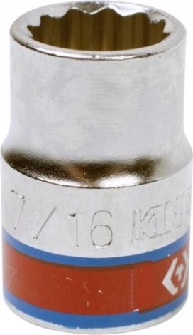Головка двенадцатигранная с посадкой 3/8" KING TONY 333014S стандартная 7/16", дюймовая