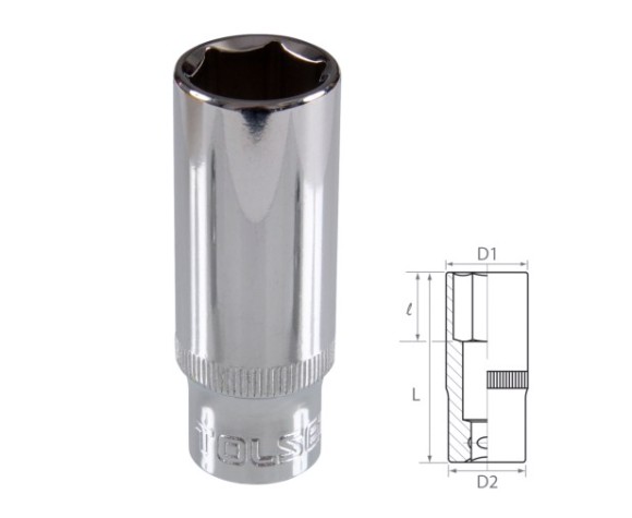 Головка шестигранная глубокая с посадкой 3/8" tolsen 19 мм TT16369 [TT16369]