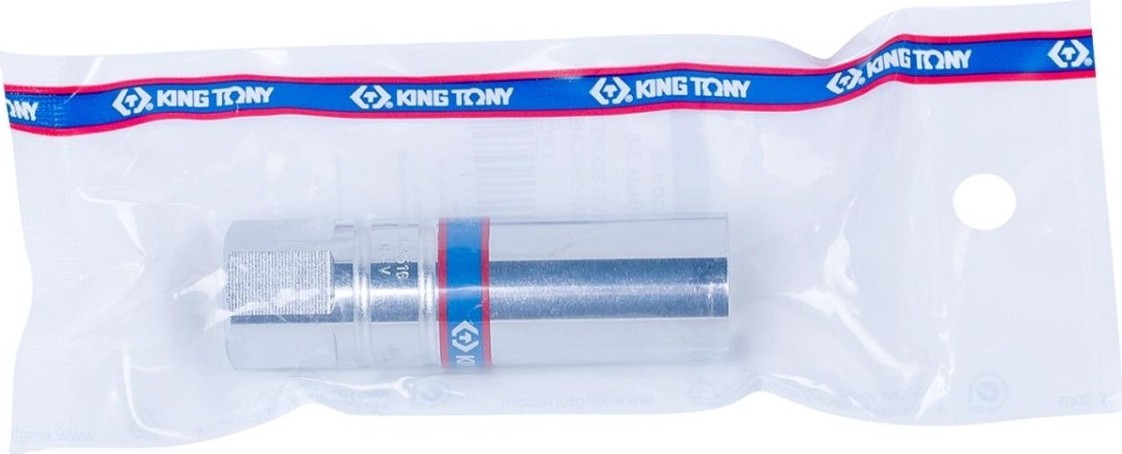 Головка свечная KING TONY 6-гранная 3/8", 16 мм, 70 мм, резиновый фиксатор [363516]