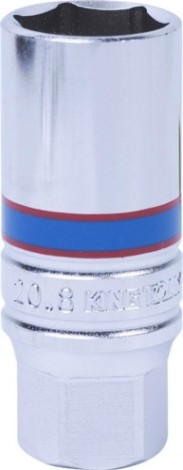 Головка свечная KING TONY 6-гранная 3/8", 21 мм, 70 мм, резиновый фиксатор [363521]