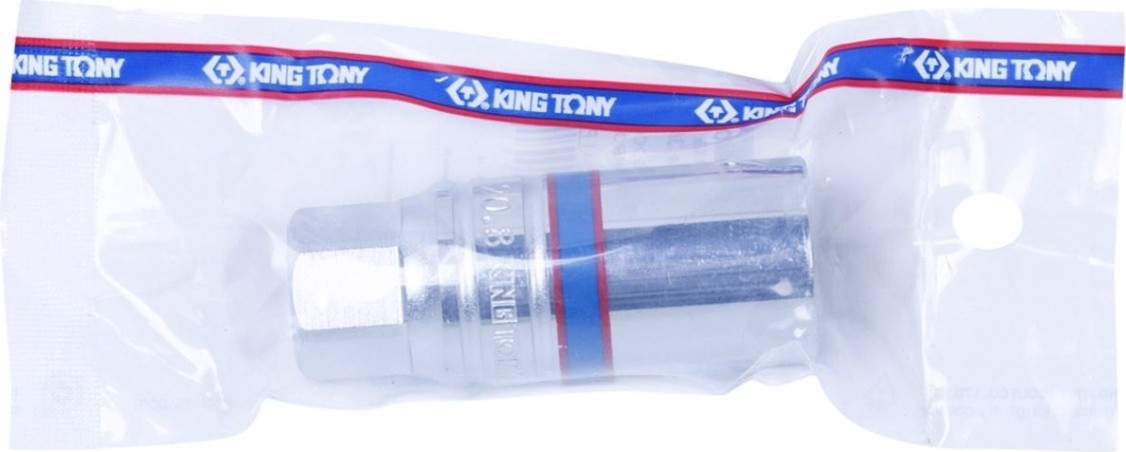 Головка свечная KING TONY 6-гранная 3/8", 21 мм, 70 мм, резиновый фиксатор [363521]