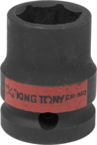Головка торцевая ударная KING TONY 6-гранная 1/2", 11/16", дюймовая [453522S]