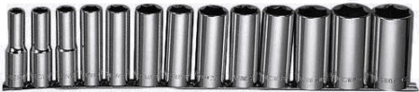 Набор головок 1/2" JONNESWAY S05HD4113S глубоких MAXI-DRIVE на держателе, 13 предметов [049081]