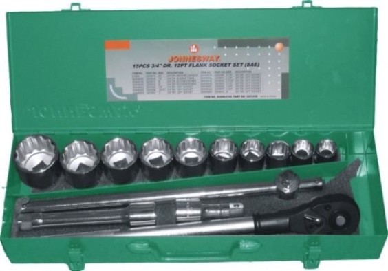 Набор головок 3/4" JONNESWAY S04H6615S (S04H6415S) дюймовых 3/4"DR, SAE 7/8"--2", 15 пр. [048501]