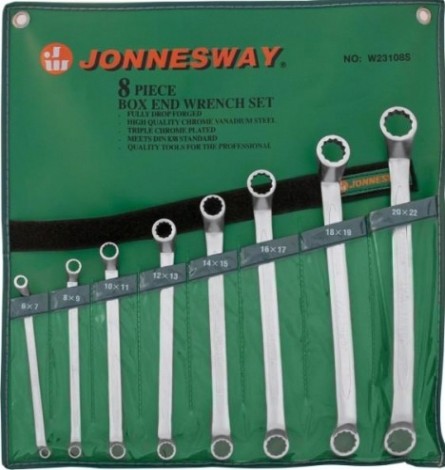 Набор ключей накидных изогнутых 75° в сумке JONNESWAY W23108S 6-22 мм, 8 предметов [047319]