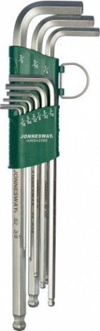 Набор ключей шестигранных JONNESWAY H06SA209S удлиненных с шаром дюймовых, 9 предметов [048823]