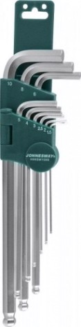 Набор ключей шестигранных JONNESWAY H06SM109S EXTRA LONG с шаром 1,5-10мм, 9 предметов [047096]