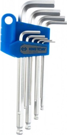 Набор ключей шестигранных KING TONY 20129SR 1/16"-3/8", дюймовые, длинные, с шаровым окончание
