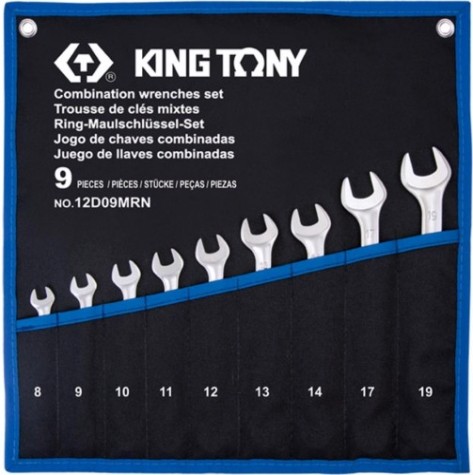 Набор комбинированных ключей KING TONY 8-19 мм чехол из теторона, 9 предметов [12D09MRN]