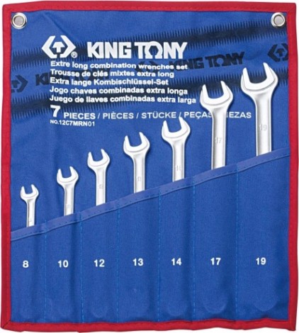 Набор комбинированных ключей KING TONY 8-19 мм удлиненных чехол из теторона, 7 предметов [12C7MRN01]