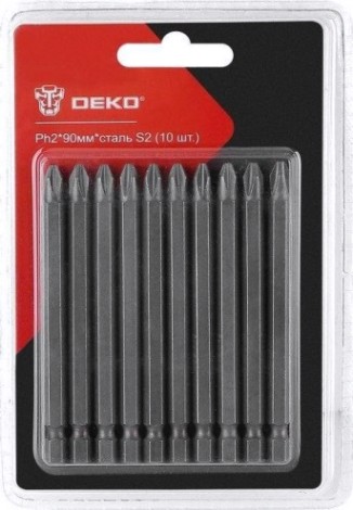Набор насадок DEKO Ph2*90мм*сталь S2 профессиональных бит (10 шт.) [065-0770]