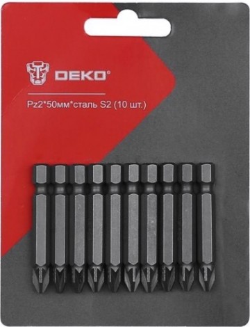 Набор насадок DEKO Pz2*50мм*сталь S2 профессиональных бит (10 шт.) [065-0772]