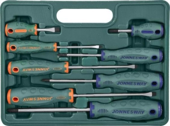 Набор отверток JONNESWAY D71PP08S стержневых ANTI-SLIP GRIP, 8 предметов [048388]