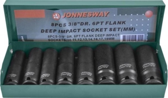 Набор ударных головок 3/8" JONNESWAY S03AD3108S 10-19 мм, 8 предметов [048506]