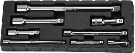 Набор удлинителей JONNESWAY S28H08S 1/4", 3/8", 1/2"DR, 50-250 мм, 8 предметов [047298]