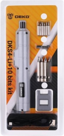 Отвертка аккумуляторная DEKO DKS4-Li + набор бит (10 шт) [065-0662]