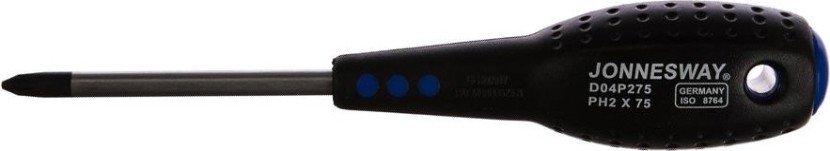 Отвертка крестовая JONNESWAY D04P275 FULL STAR, PH2 х 75 мм [047907]