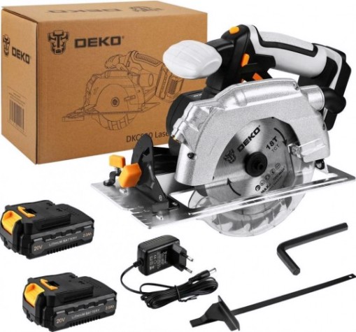Пила циркулярная аккумуляторная DEKO DKCS20 Laser 20в 165мм 2*2.0ач [063-4210]