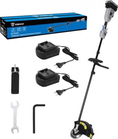 Триммер аккумуляторный DEKO DKTR40V pro, 2*4.0ач, 2*зу [065-1216]